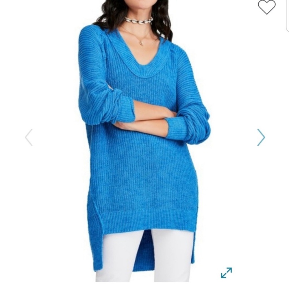 Free People Sunday Scoop Electric Blue High Low Sweater Dress